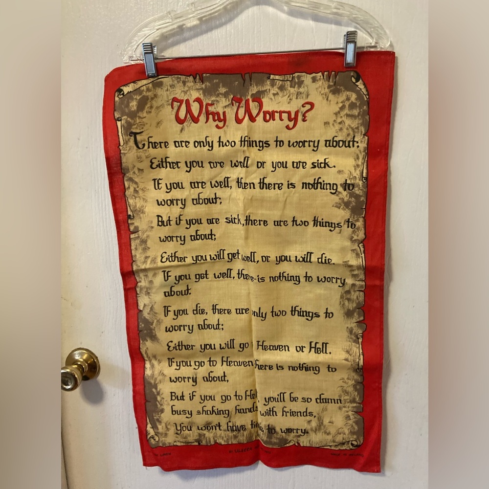 Why Worry Irish Linen Tea Towel by Ulster